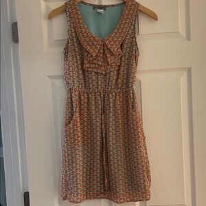 Stylish Orange and Gray Sleeveless Dress fishbowl size small